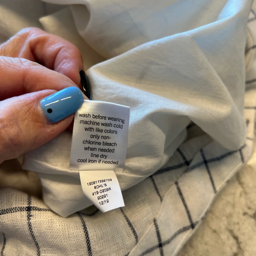 Now + Gen by Sonoma NWT Cream Color Blue Plaid Short Sleeve Dress - Size Large - Picture 10 of 12